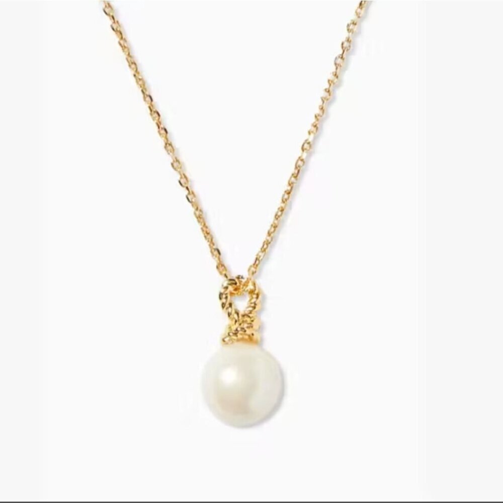 NWT Kate Spade Sailor's Knot Faux Pearl Pendant Gold Chain 17-20" Necklace $70